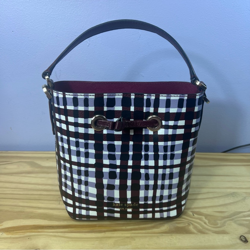 Kate Spade Eva City Mini Bucket Bag - Purple Plaid